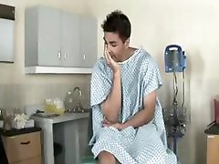 Hot blonde nurse checks out his cock and decides to fuck it