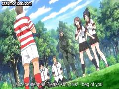 Busty, young Hentai girls get gang banged by the soccer team